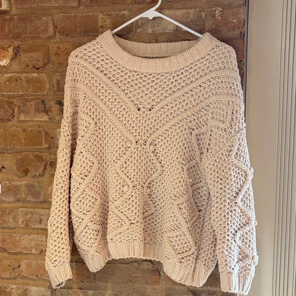 Aqua Textured Cream Sweater